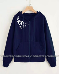 navy blue zipper shoulder butterfly