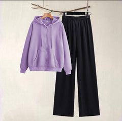 lilac zipper and black flapper Winter (track suit)