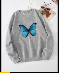Grey sweatshirt blue butterfly