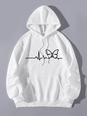 White Hoodie heartbeat butterfly
