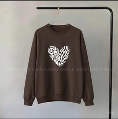 Dark brown colour sweatshirt (DTF heart print)