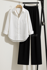 Pair of 2 ( white button down shirt with black flapper trouser)