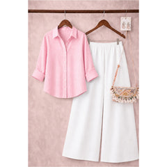 Pink Stripes Button down shirt with White Flapper