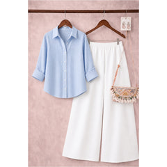 Blue Stripes Button down shirt with White Flapper