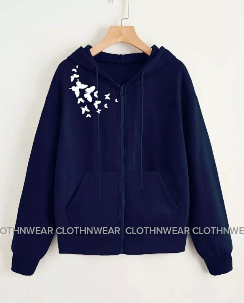 navy blue zipper shoulder butterfly