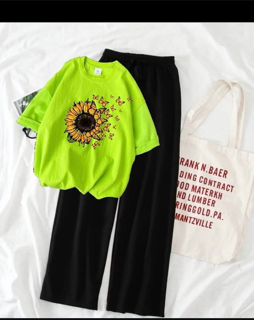 neon t-shirt sunflower 🌻 Print (track suit)