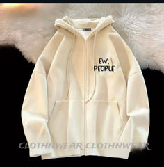 beige (eww people) print zipper