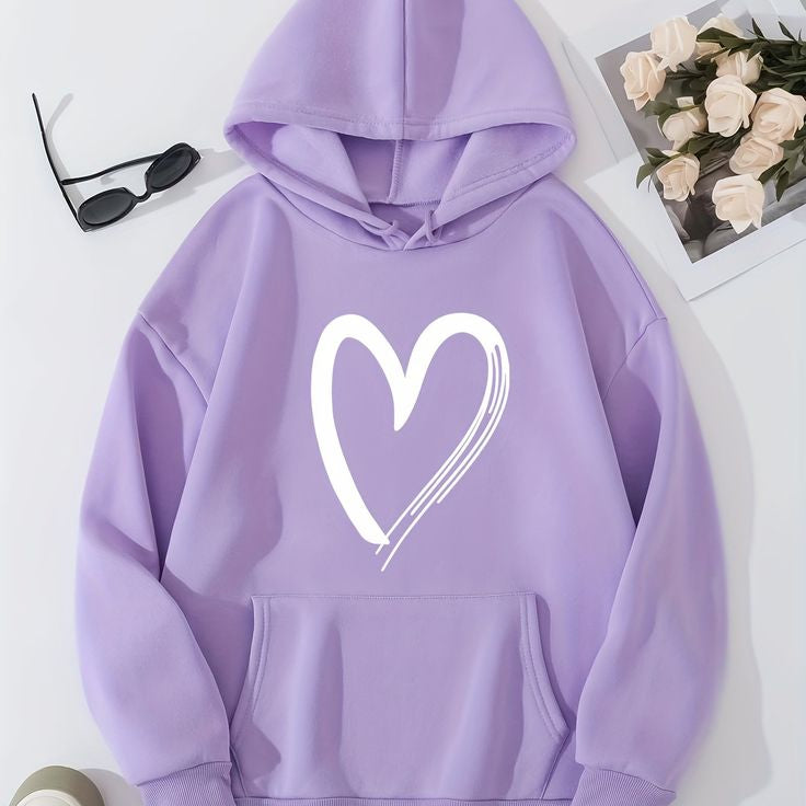 Lilac Hoodie heart Print