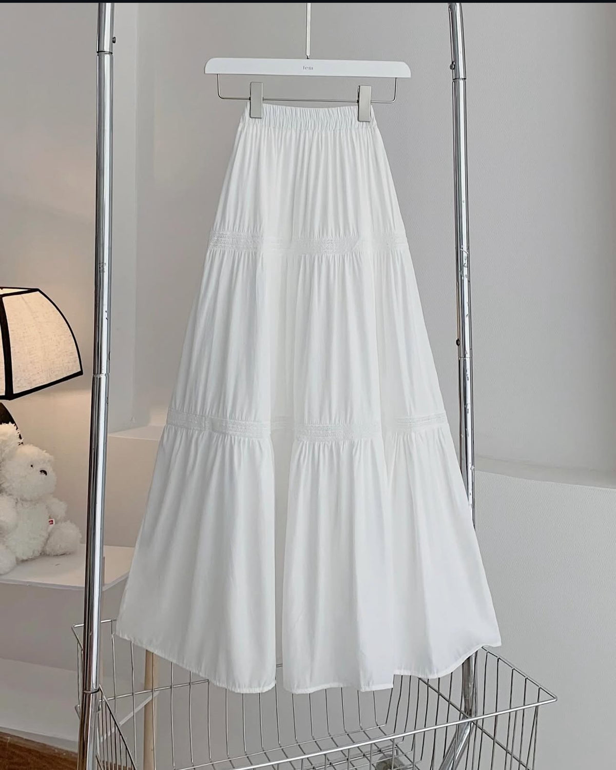 Three tier white skirt