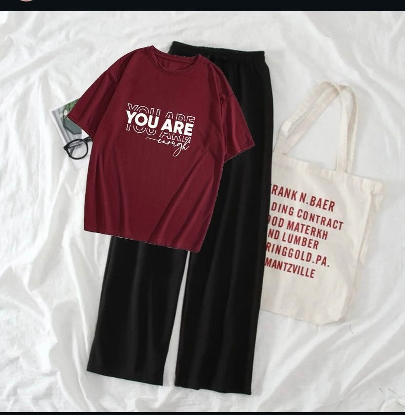 You are though maroon t-shirt Print (track suit)