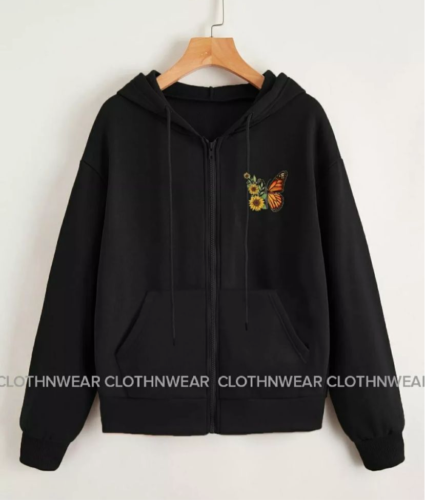zipper pocket butterfly sunflower