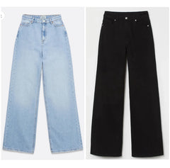 Pack of 2 jeans…. sky blue and BLACK WIDE LEG JEANS