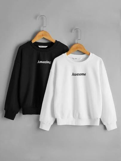sweatshirt pack of 2 ( black Amazing and White Awesome)