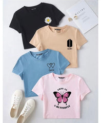 PACK OF 4 CROP TEES
