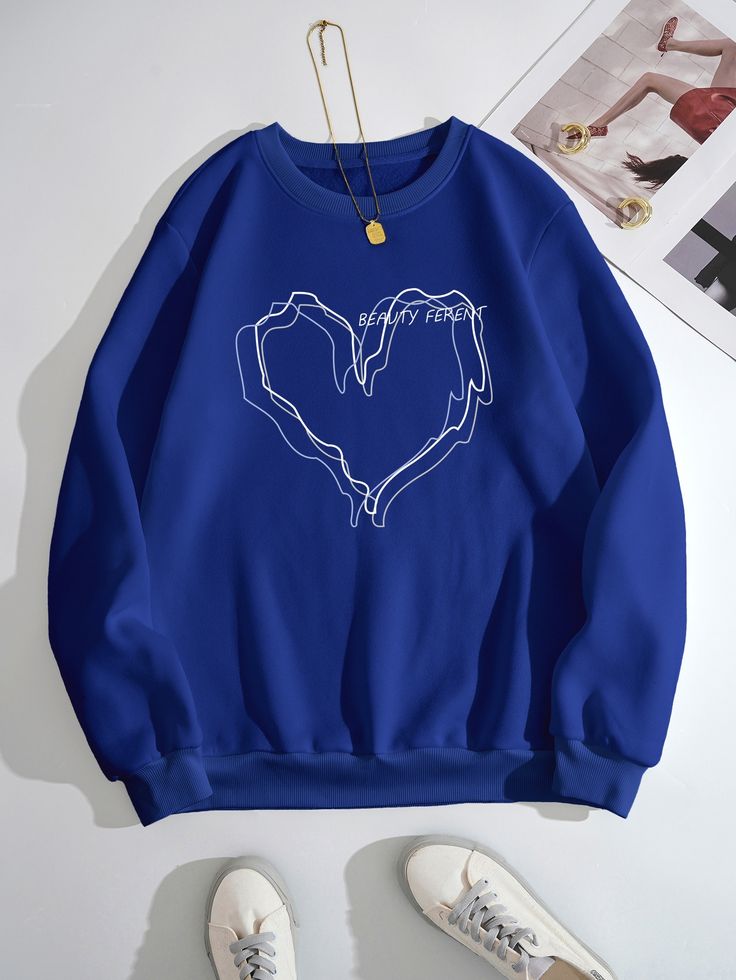 Royal blue sweatshirt heart Beauty