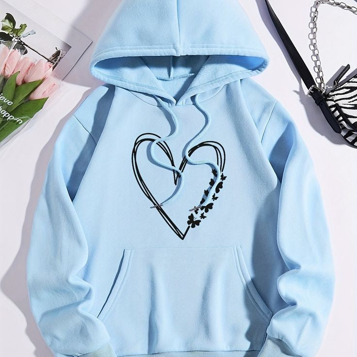 Light blue Hoodie heart Butterfly