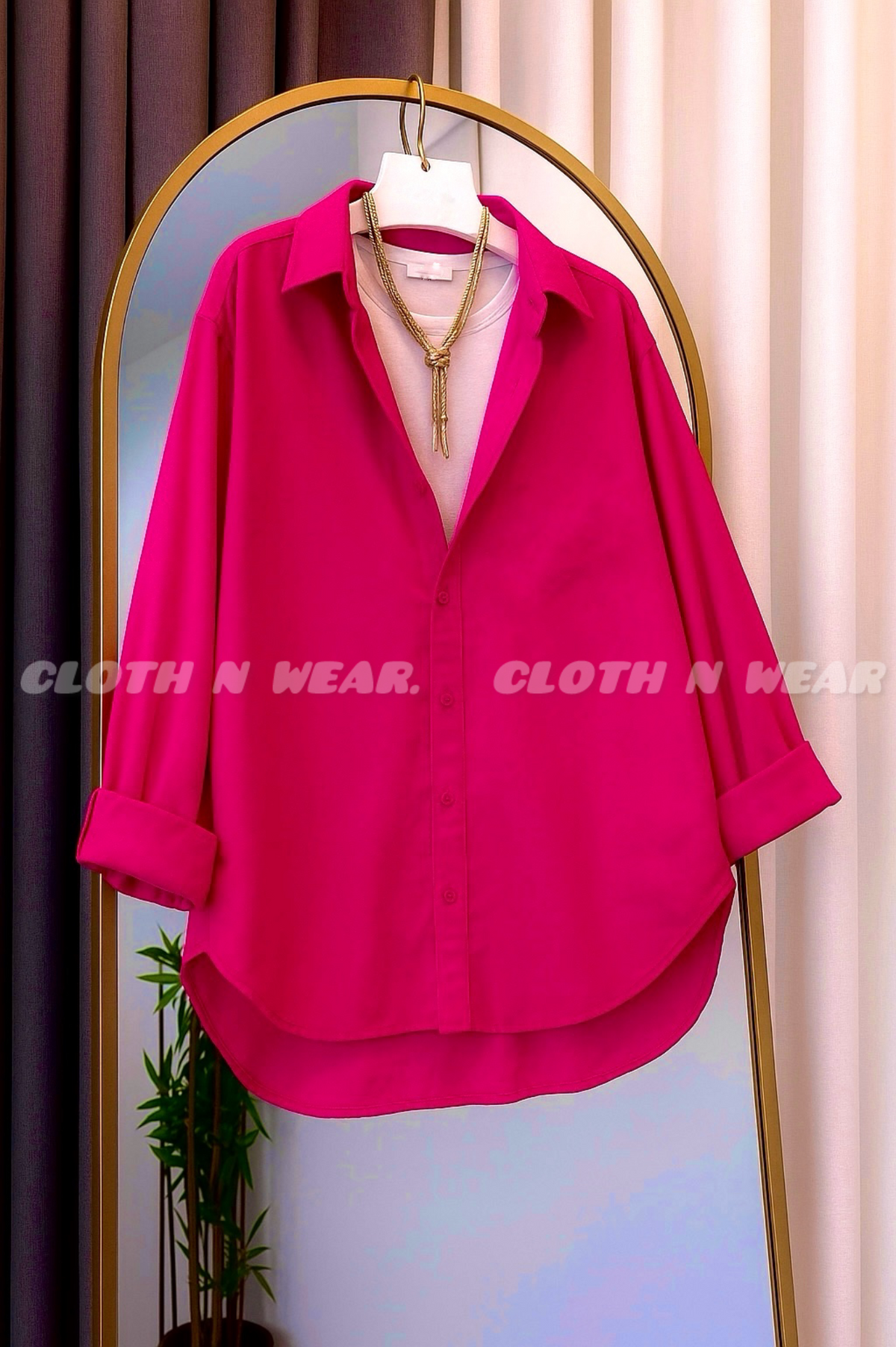 Shocking PINK BUTTON DOWN SHIRT