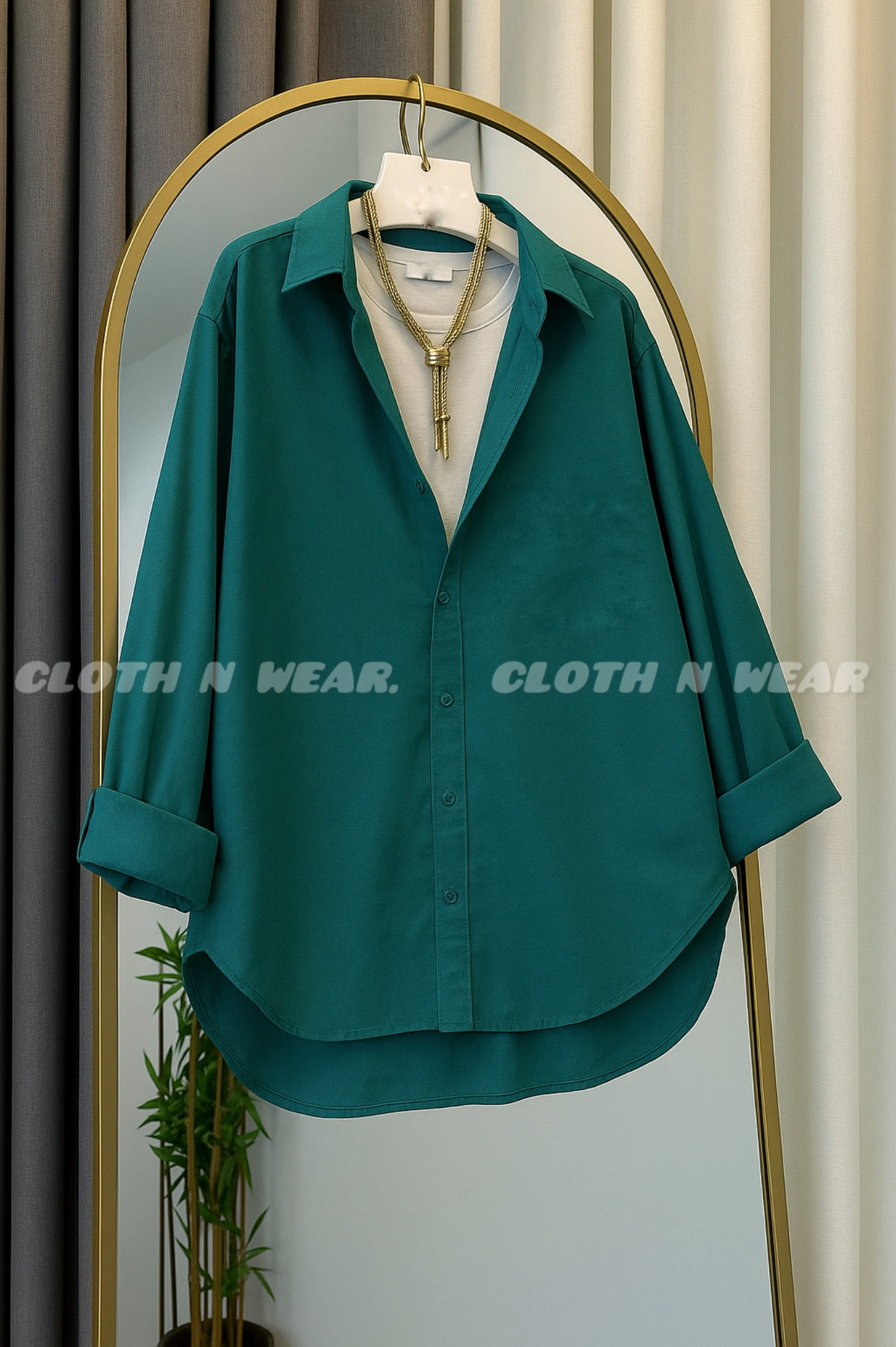 BOTTLE GREEN BUTTON DOWN SHIRT