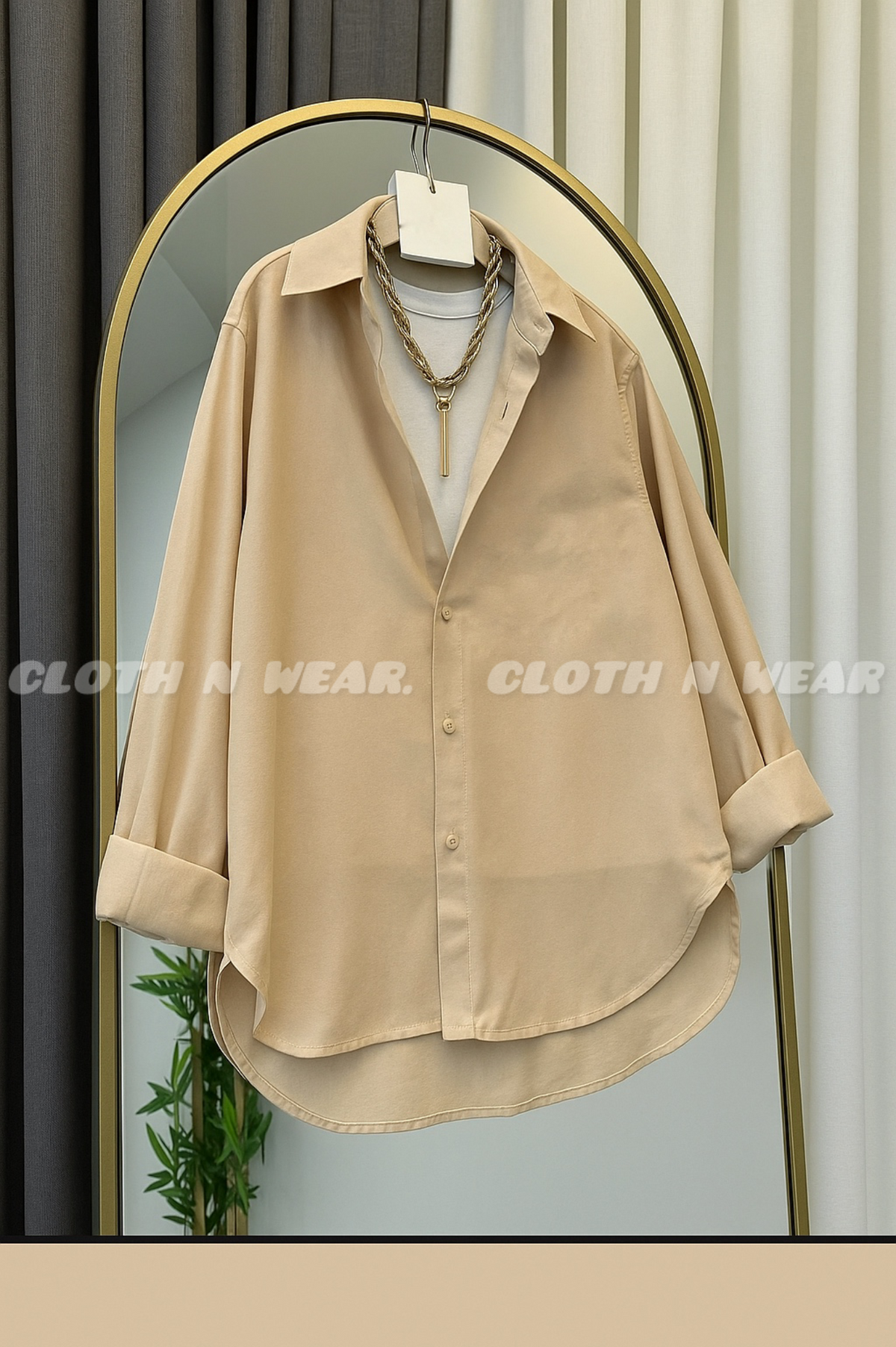 BEIGE BUTTON DOWN SHIRT