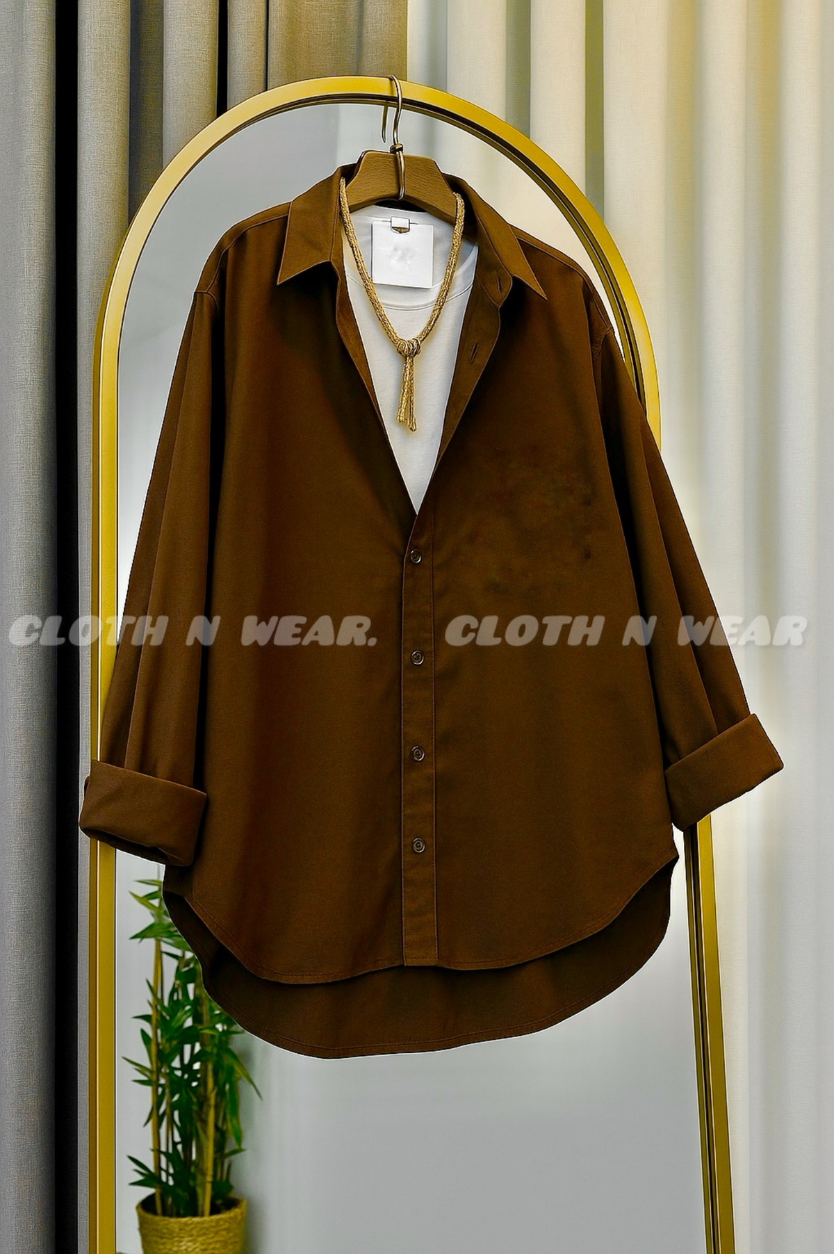 BROWN BUTTON DOWN SHIRT