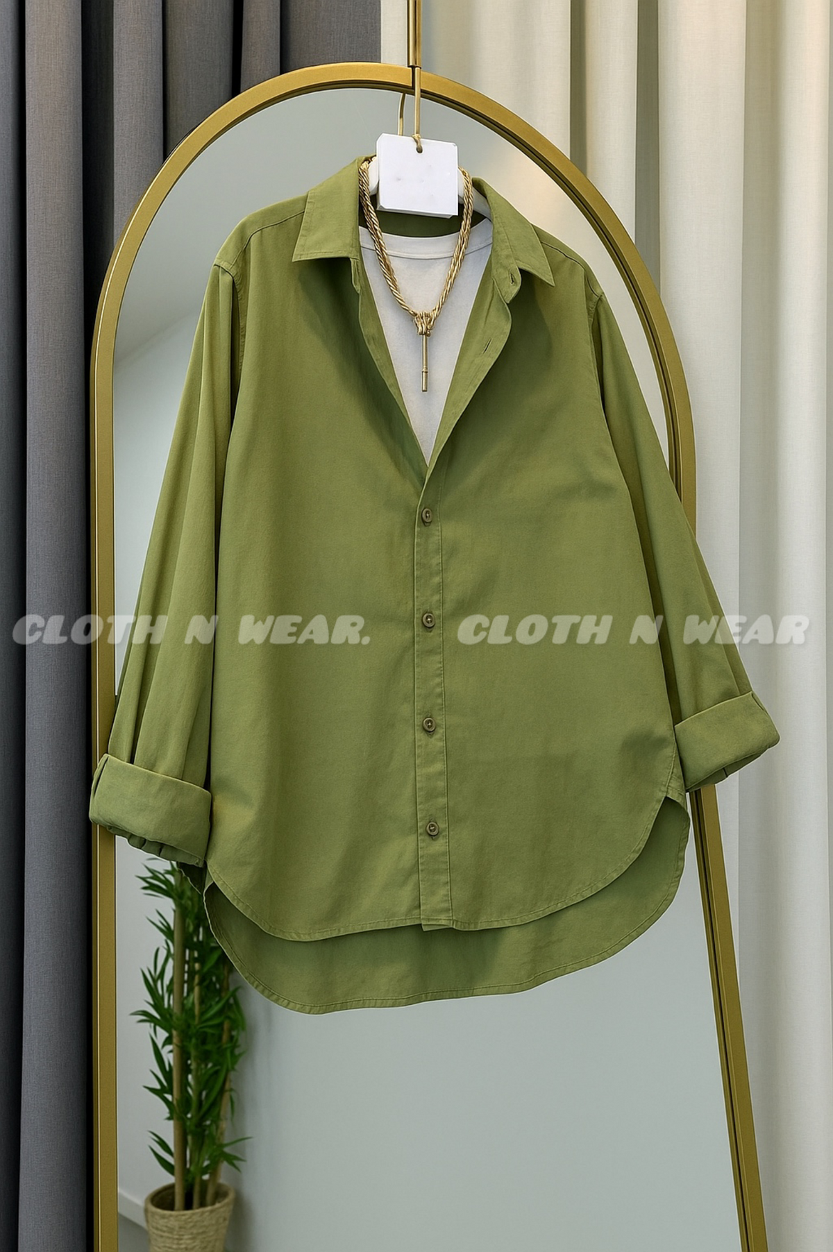 Olive green BUTTON DOWN SHIRT