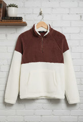 Long Sleeve Sherpa Pullover Quarter Zip Fleece